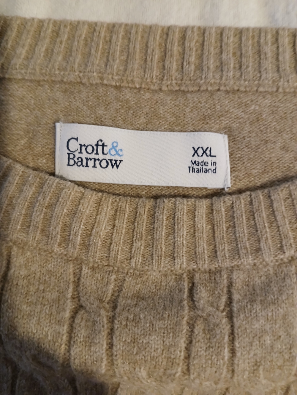 Croft & Barrow Women's XXL Tan Cable Crewneck Sweater